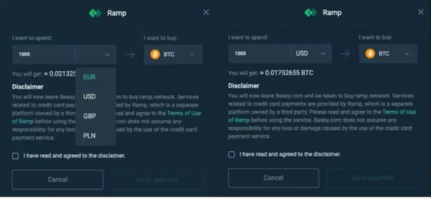 New on Beaxy: Buying Crypto with Ramp